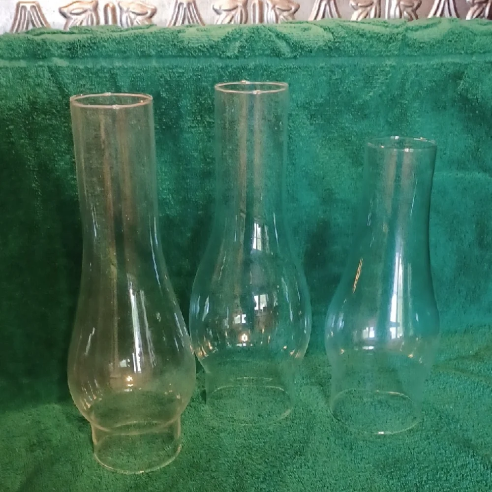 Clear Glass Chimney Vase - Set of 3 Replacement Lamp Globes